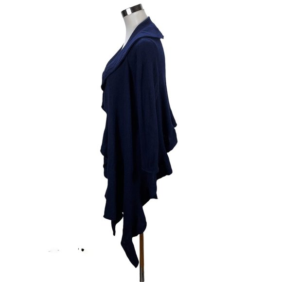 Lafayette 148 100% Cashmere Long Draped Front Navy Cardigan Sz XL Lightweight - Picture 7 of 11